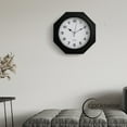 thumbnail image 5 of Clockswise 12-inch Non-Ticking Octagon Plastic Analog Wall Clock - Elegant Decorative Accent for Home Décor in Bedroom, Bathroom, Living Room, Dining Room, Entryway, Hallway, Kitchen or Office, Black, 5 of 8