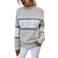thumbnail image 2 of Oversized Sweaters for Women Snowflake Sweater Turtleneck Holiday Fall Winter Long Sleeve Pullovers Top Multicolor, 2 of 8