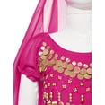 thumbnail image 5 of YONGHS Kids Girls Belly Dance Performance Cosplay Costume Crop Top with Pants Head Veil Set Hot Pink 3-5, 5 of 7