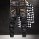 thumbnail image 2 of Pantalones vaqueros elásticos para hombre con gráficos, pantalones vaqueros elásticos negros con bolsillos, ropa de nailon barata de gran tamaño y alta calidad, 2 of 5