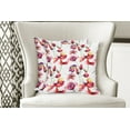 thumbnail image 4 of Ambesonne Floral Throw Pillow Cover 2 Pack, Blooming Tulip Poppy, 16", Red White, 4 of 6