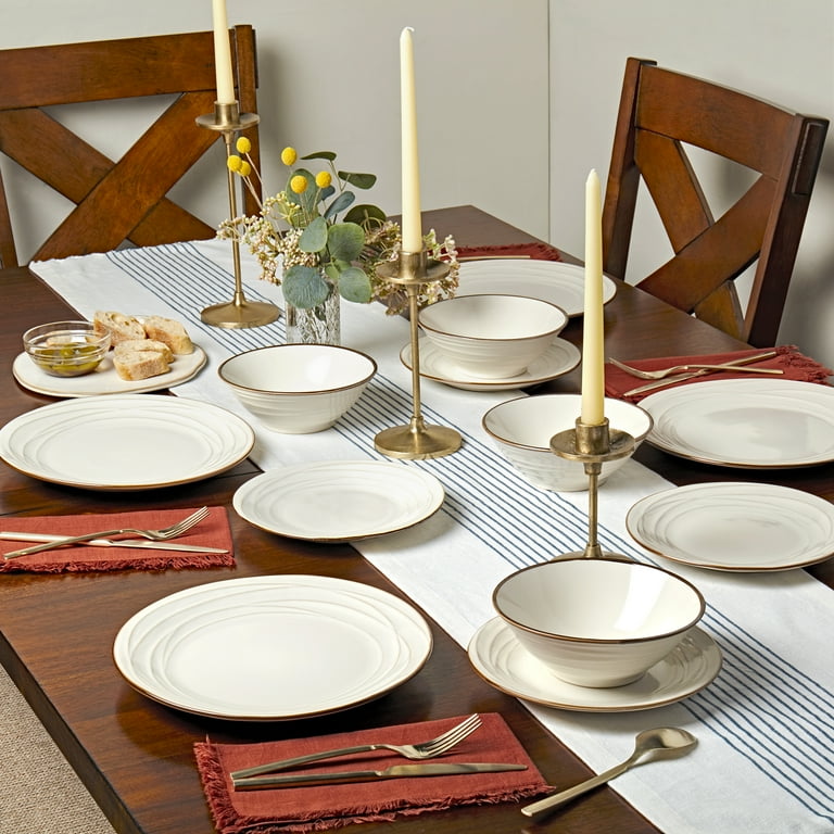 Tabletops Gallery Olivia 12 Piece Embossed Stoneware Dinnerware