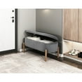 thumbnail image 3 of Foam Cushioned Gray Bench with Corduroy Upholstery and Storage for Living Rooms, 3 of 5