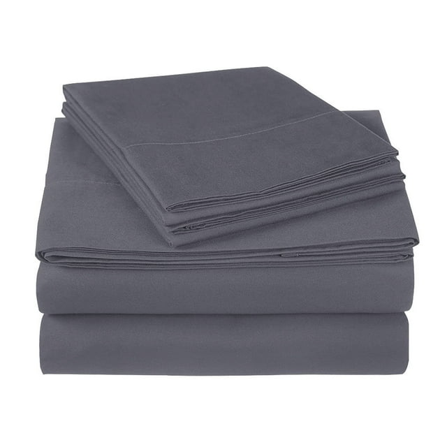 Matsuzay Sábana ajustable, funda de almohada, funda de colchón, juego de cama de poliéster para Hotel en casa, juego de cama Queen 4 Juegos de cama gris volle Größe