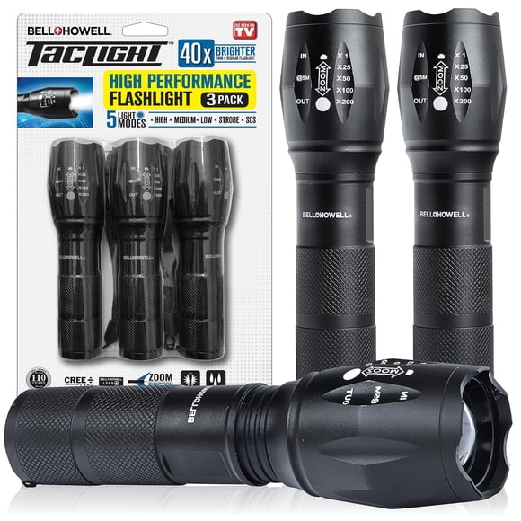 TacLight Tactical Flashlights, 3 Pack Zoomable Waterproof Flashlight Camping, LED Flashlight, Torch Light, Lampe De Poche, Heavy D