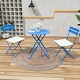 thumbnail image 2 of TQKVIPI Patio Bistro Set Outdoor Furniture Set Folding Bistro Table and Chairs Conversation Set for Bistro Balcony Porch Yard Garden(Blue with Cushion), 2 of 7