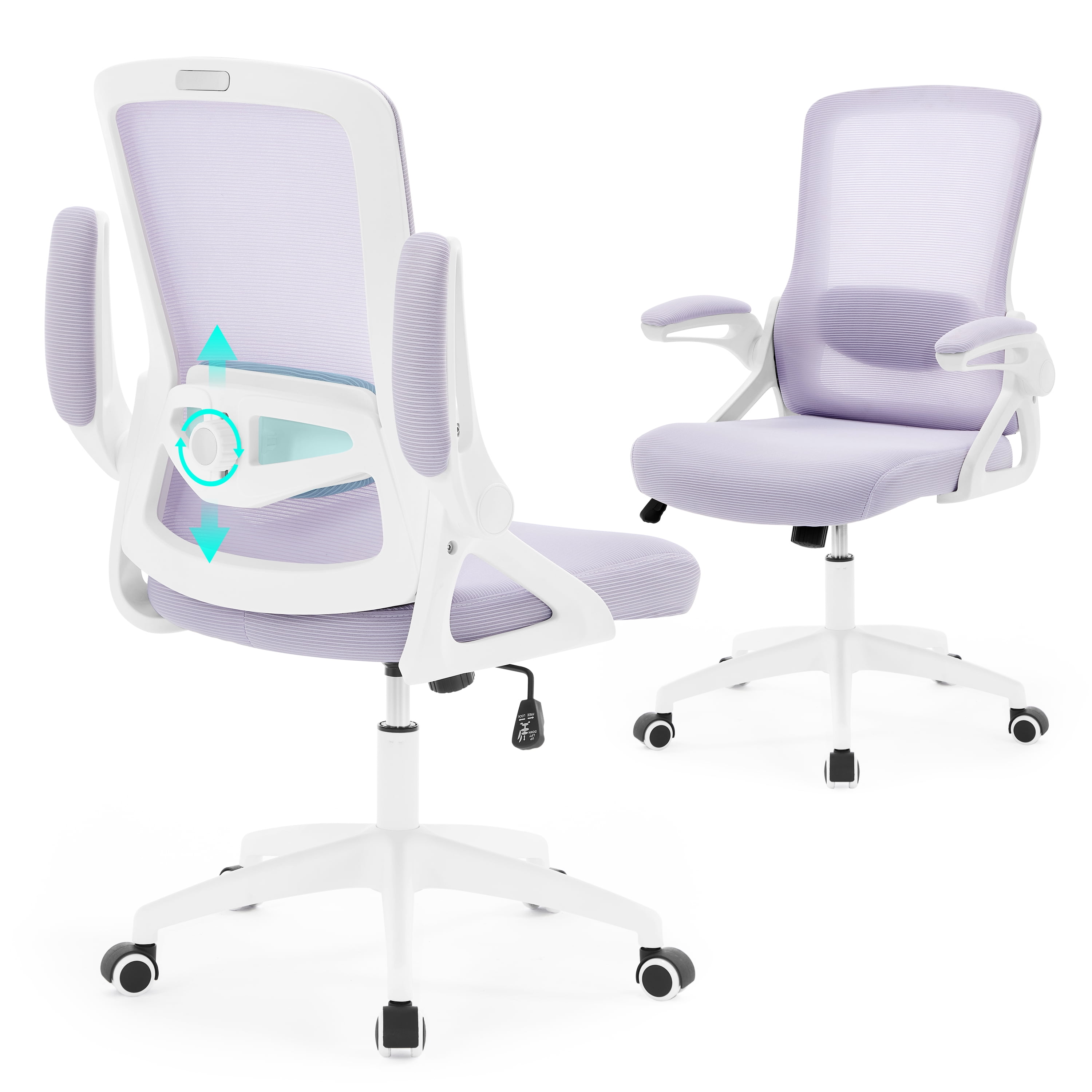 Nexthro Ergonomic Office Chair, Desk Chair with Adjustable Lumbar Support, Breathable Mesh Comfy Computer Chairs with Flip-up Armrests Executive Task Chair for Adults Home Office(Lavender)
