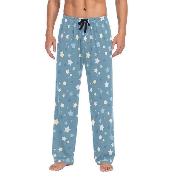 GZHJMY Cartoon Star Blue Men's Pajama Pants, Soft and Comfortable Lounge Sleep Bottoms with Pockets, Men's Sleepwear with Custom Print, Medium