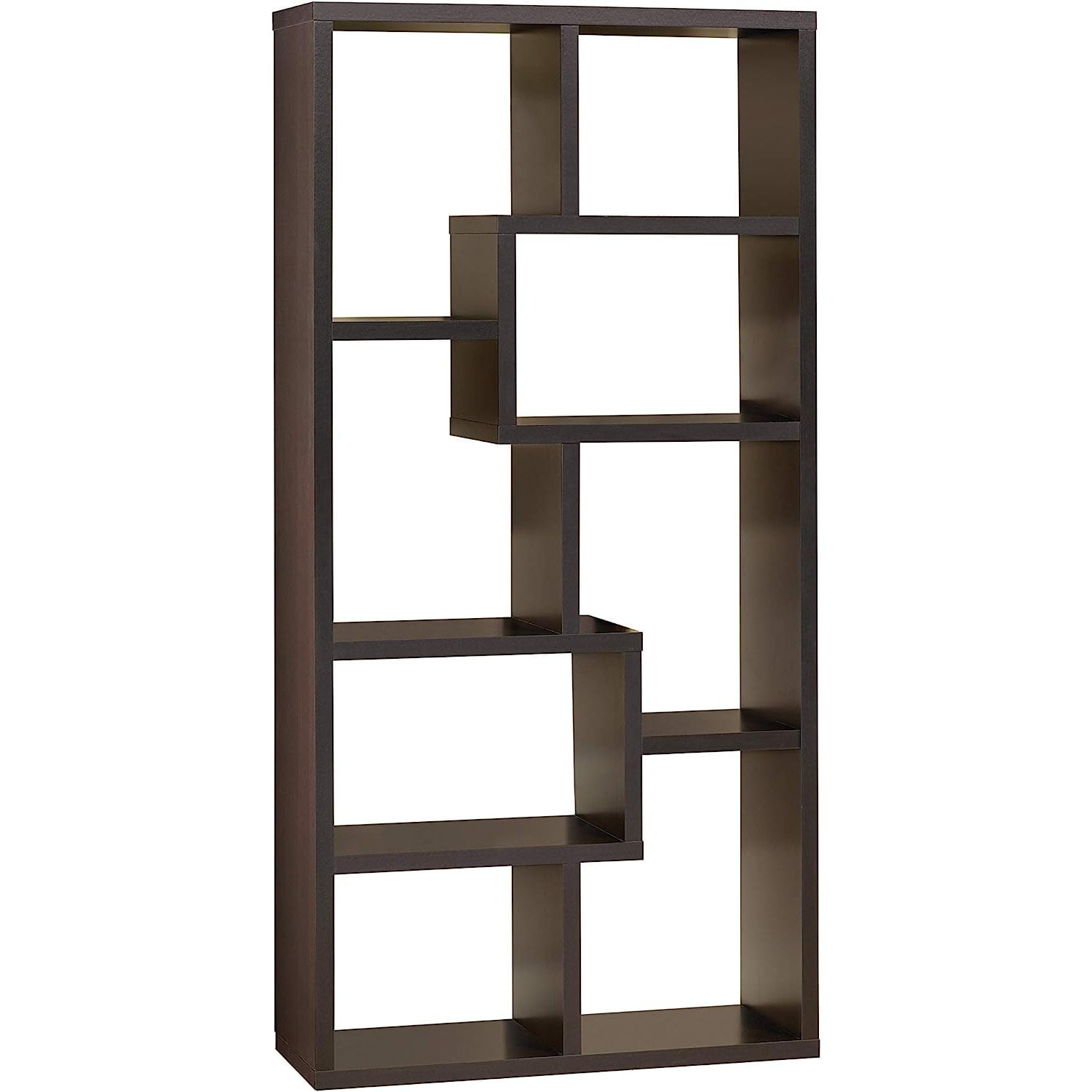 Contemporary Cappuccino 70.5" Asymmetrical Cube Bookcase