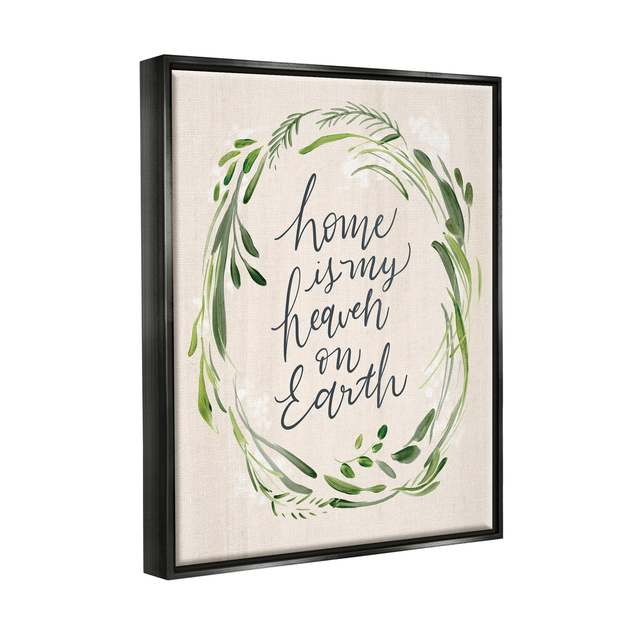 Stupell Industries Heaven On Earth Religious Home Script Calligraphy Graphic Art Luster Gray Floating Framed Canvas Print Wall Art, Design by Caverly Smith