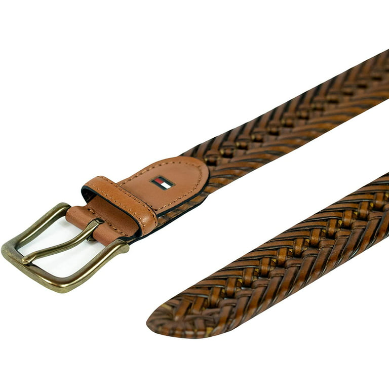 Tommy Hilfiger 44 Mens Burnished Leather Handlaced 1 1/4 Inch Belt