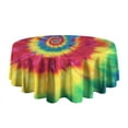 thumbnail image 5 of Colorful Rainbow Tie Dye Spiral Pattern Round Tablecloth 60"x60",Wrinkle Wipeable Table Cloth for Kitchen Dining Room Picnic Patio Party, 5 of 6