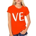 thumbnail image 2 of Orange Womens Fashion Tops, Short Sleeve Vintage Tees for Women, Valentine's Day Polyester Women'S Blouses, Men And Women With Valentine's Day Love Printed Couple T Shirt Top, 2 of 7