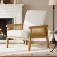 thumbnail image 1 of YUSAZENS Natural Rattan Wicker Dining Chair, Solid Wood Frame, Breathable Seat for Kitchen Dining Room Living Room Accent Chair Beige, 1 of 7