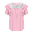 thumbnail image 3 of GigrtiJin Womens Summer Casual Tops Ruffle Short Sleeve Casual Solid Shirts Hollow out Loose Work Comfy Blouses, 3 of 6