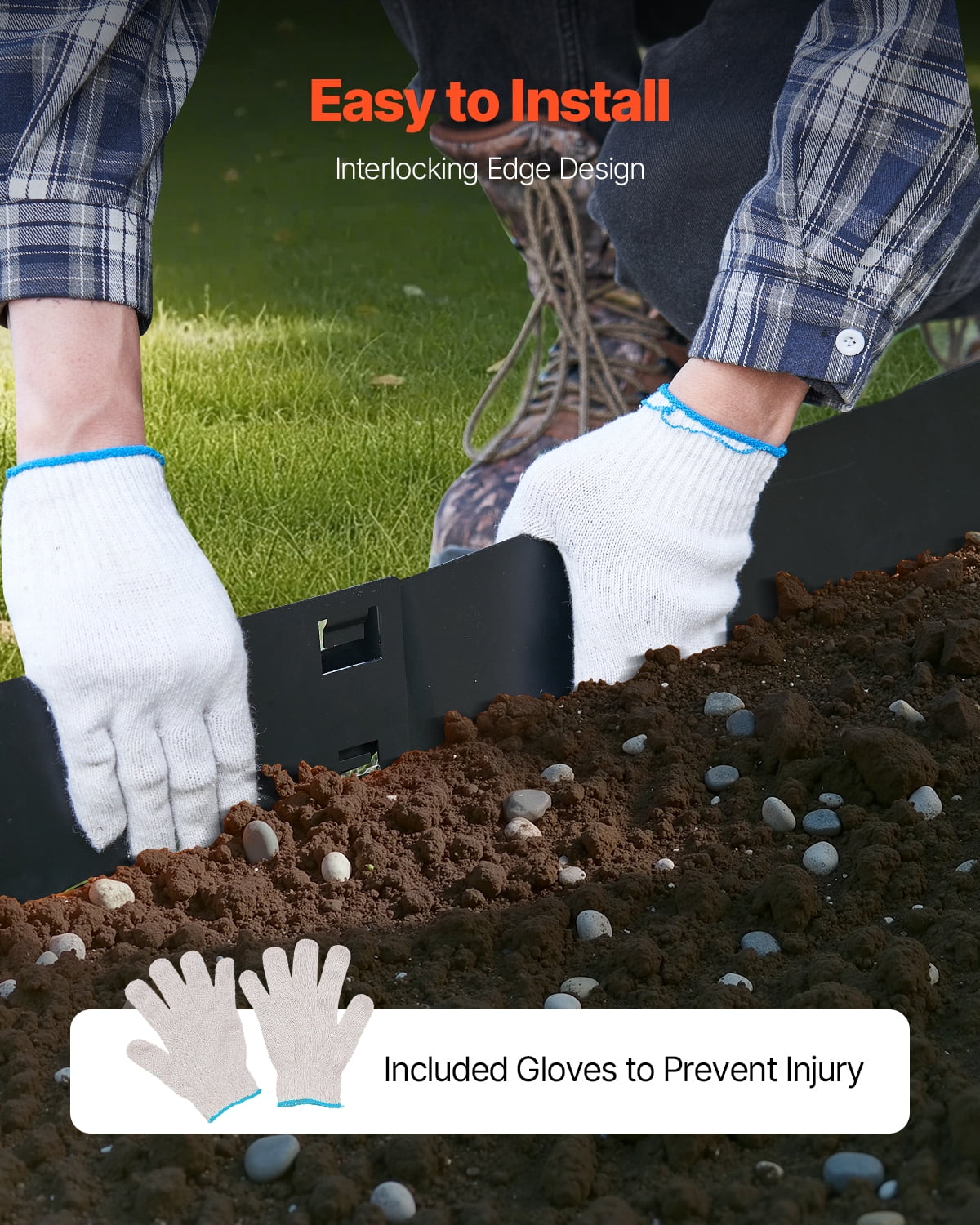 VEVOR Steel Landscape Edging, 5 Packs 39 x 5 in Rust-Resistant Metal Landscape Edging, Bendable Garden Edging Border, Heavy Duty Lawn Edging, Easy-to-Install, Flower Bed Yard Pathway Divider Black