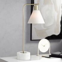 360 Lighting Bella 24 1/2" High Modern Table Lamp 1-Light Gold Brass Finish Metal Single White Shade Living Room Bedroom Bedside