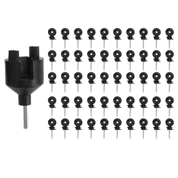 Aislador autorroscante, 50 piezas Aislador de cerca eléctrica Poste de anillo de cerca Aislador de poste de madera Aisladores de anillo atornillados de cerca eléctrica Construcción robusta