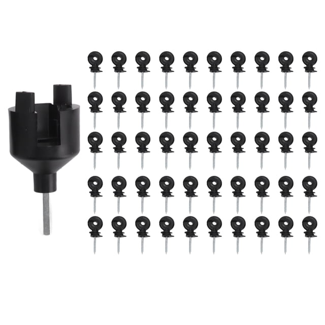 50Pcs Electric Fence Insulator Screw in Insulator Fence Ring Post Wood Post Insulator with Insulator Socket Tool