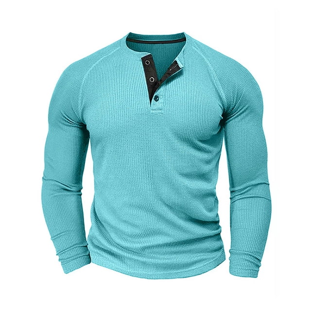 pstuiky Camisas de manga larga de invierno para hombre, Camisa informal holgada de manga larga con botones de color liso para hombre Tops de talla grande para hombre m