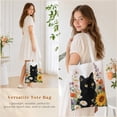 thumbnail image 4 of OKKEEY Canvas Tote Bag for Women, Mysterious Black Cat in Flowers Print, Aesthetic Large Tote Bag for Daily Use, Shopping, Grocery, Travel, 4 of 10
