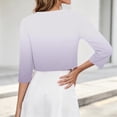 thumbnail image 6 of CaComMARK PI Cropped Cardigan for Women 3/4 Sleeve Open Front Bolero Shrug Trendy Cardigans Coat Tops Purple, 6 of 7