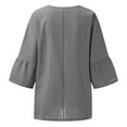 thumbnail image 5 of Patlollav Ladies Clearance,Womens Fashion Cropped Sleeve Solid O-Neck Cotton Loose Shirts Tops Rollbacks, 5 of 5