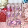 thumbnail image 4 of Press on Nails BUNLVDI - Punta francesa morada con diseño 3D (24 unidades), 4 of 7