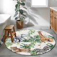 thumbnail image 4 of Round Area Rug 4ft,Summer Giraffe Tiger Zebra Palm Leaf Washable Carpet Non-Slip Runner Accent Rugs Indoor Floor Mat for Bedroom Living Room Decor,Tropical Plant, 4 of 9
