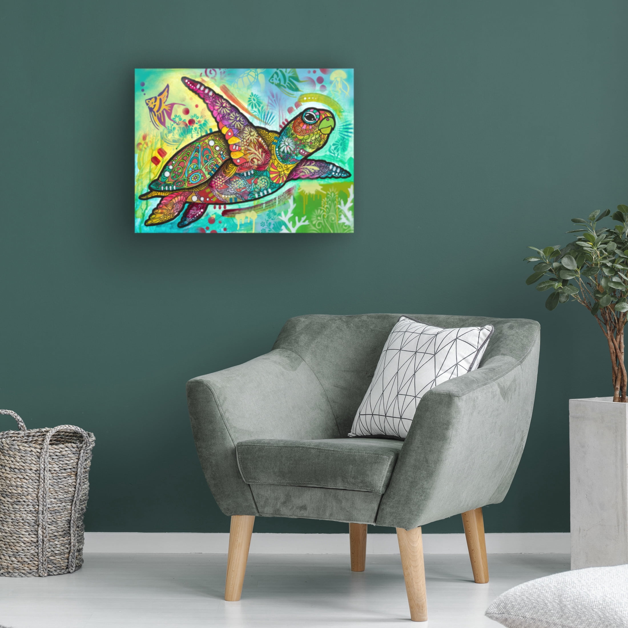 Canvas Wall Art - Dean Russo 'Sea Turtle 2' Wall Art for Living Room, Bedroom, or Office Décor by Trademark Fine Art - 32 x 24 Inches