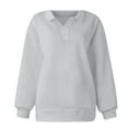 thumbnail image 4 of Pullover Sweatshirts for Women, Yigetop Womens Oversized Solid Color Sweatshirts Pullover Women's Loose Casual Sweatshirts Oversized Sweatshirt for Women Grey 3XL, 4 of 5
