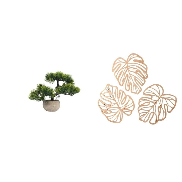 Árbol bonsái artificial,Bonsái artificial para decoración de escritorio o interior,Bonsái artificial,planta falsa en maceta.,Placa de pared con hojas de palma,Decoración de pared de