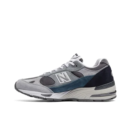 

NB official NB 991 Classic matching leather fabric non-slip cushioning Low top marathon running shoes Men s grey blue