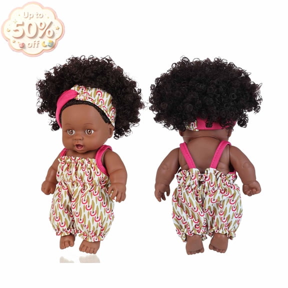 Lifelike Reborn Baby Dolls - Black Dolls, 8inch Realistic Sleeping Doll with Outfit, Soft Mini Baby Toys Dolls for 1 Year Old, Christmas Stockings Stuffer Birthday Gift for Kids Ages 3 4 5 6