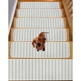 thumbnail image 2 of Stripes Non-Slip Stair Treads for Wooden Steps Modern Art Sage Green Indoor Carpet Stair Runners 4PCS 8x30 in with Adhesive for Pets and Seniors, 2 of 7