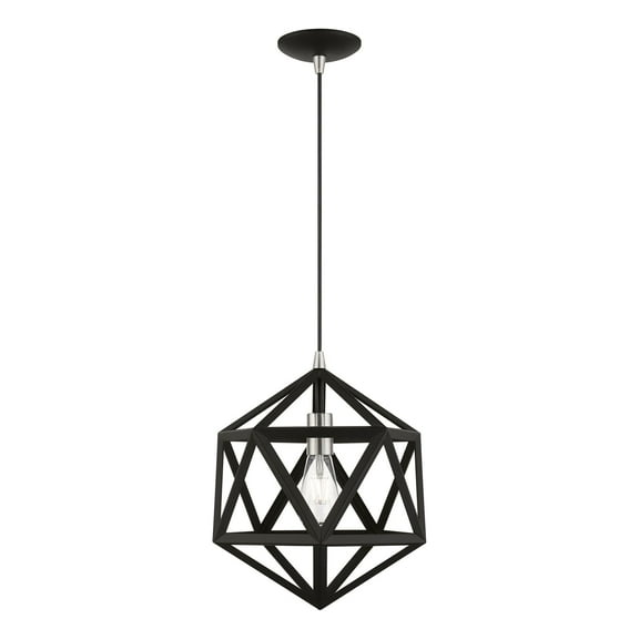 41328-04 Livex Lighting Ashland - 1 Light Pendant In Geometric Style-20.75 Inches Tall and 13 Inches Wide-Black/Brushed Nickel Finish    -Traditional