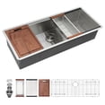 thumbnail image 4 of Undermount Kitchen Sink, 45 x 19 x 10 Inch Single Bowl Undermount Workstation Kitchen Sink - 16 Gauge Stainless Steel Deep Sink, Brushed Nickel Stainless Steel Kitchen Sink,Farmhouse Kitchen Sink, 4 of 8