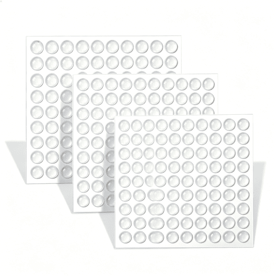 XIBUFE 300Pcs Cabinet Door Bumpers 10x3mm Rubber Feet, Self Adhesive Clear Cabinet Bumper Pads for Drawers, Cupboards, Furniture, Picture Frames