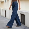 thumbnail image 5 of SAWOBUUN Women Wide Leg Jeans Straight Leg Stretchy Jeans High Waisted Loose Fit Denim Pants with Pockets, 5 of 8