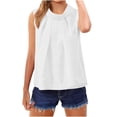 thumbnail image 5 of Lutiedan Cotton Linen Tank Tops for Women 2026 Pleated Crewneck Tops Loose Fit Flowy Dressy Tunic Sleeveless Shirts Summer Beach Going Out Casual Tees, 5 of 8