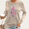 thumbnail image 2 of Womens Fall Graphic Sweatshirts 2024 Breast Cancer Awareness Shirt Long Sleeve Crew Neck Loose Pullover Top (Beige XL), 2 of 4