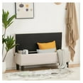thumbnail image 4 of 42.5 Inch Storage Ottoman , Top End of Bed Storage , Upholstered Blanket for Bedroom, Entryway, Living Room, Tufted Linen (Beige), 4 of 9