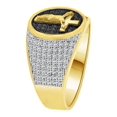 thumbnail image 2 of 14k Yellow Gold White Rhodium, Fancy Crucifix Cross Cluster Ring Men Guy Gent Created CZ Size 12, 2 of 3