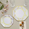 thumbnail image 5 of Balsa Circle 10 Octagon 8" White Disposable Salad Plastic Plates Gold Geometric Design Event Wedding Party Tableware, 5 of 8