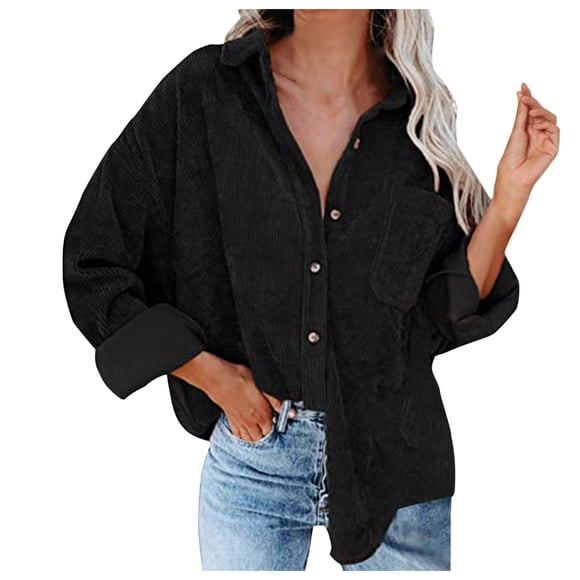 DondPO Jackets For Women Women's Overcoat Thickened Classic Single Breasted Batwing Long Sleeve Coat Shirts Outwear with Pocket Plaid Shirts For Women Flannel Jacket Women Black M Clearance!