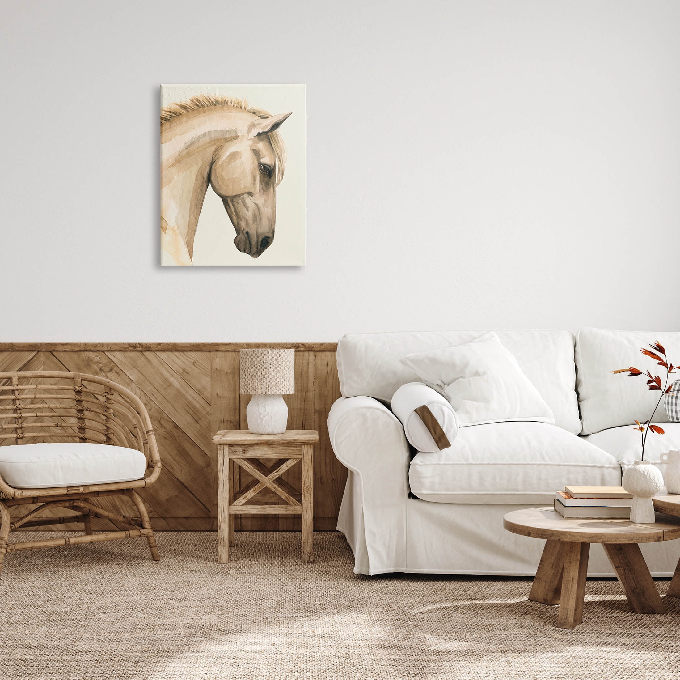 Stupell Industries Horse Portrait Farm Animal Graphic Art Gallery Wrapped Canvas Print Wall Art, Design by Grace Popp