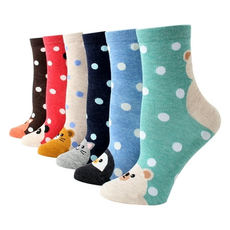 

Lady 6Pair Cotton Socks Socks Women Comfortable Print Pattern Casual Socks Mg725 Snap on