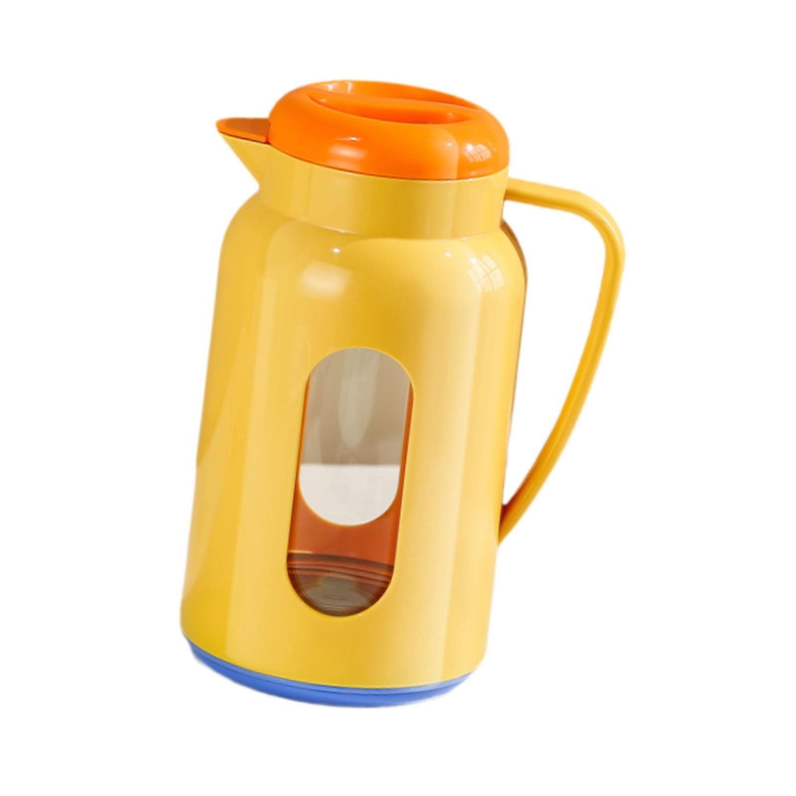 Fiocias Glass Pitcher Easy to Fill Cold Drink Jug Leakproof Fridge Jug Kettle for Summer Orange Blue