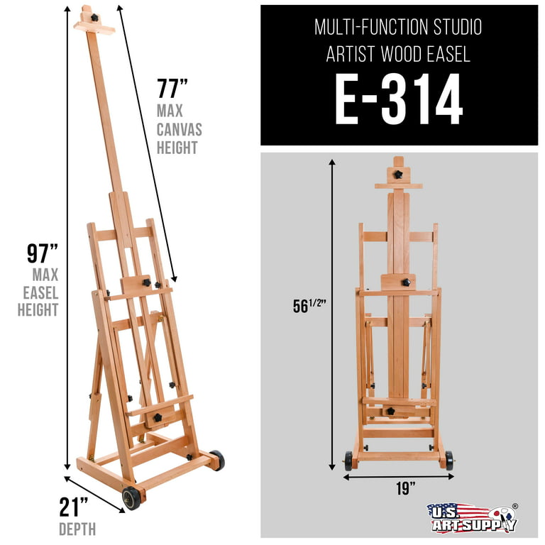 U.S. Art Supply Master Multi-Function Studio Wooden Easel, H-Frame
