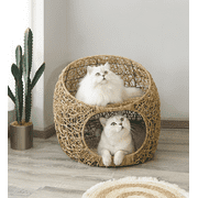 KNIPSA Bird NEST Kitty Basket House(Seagrass Woven Basket/Cat House/Natural/Cat Cave/Cat Perch/Plant Basket/Cat Furniture)